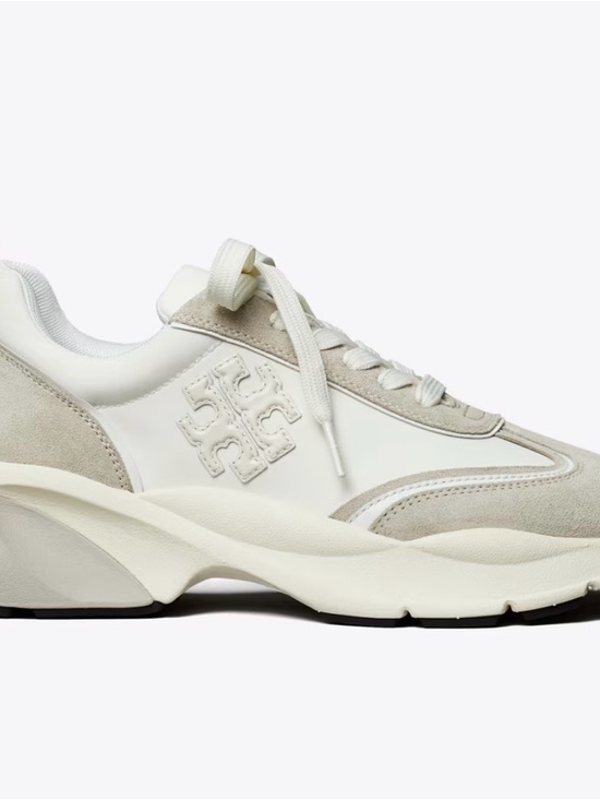 Tory Burch Shoes - Tory Burch Good Luck Trainer Sneaker White New Ivory Gray Suede Logo 8.5 Authent